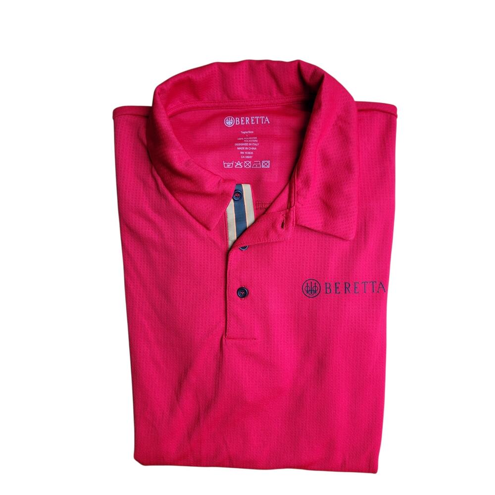 Beretta Performance Polo Shirt Men's Large Red Short Sleeve Moisture Wicking